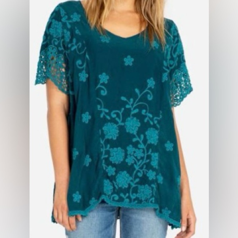 Johnny Was Neneti crochet embroidered lace tunic, Large